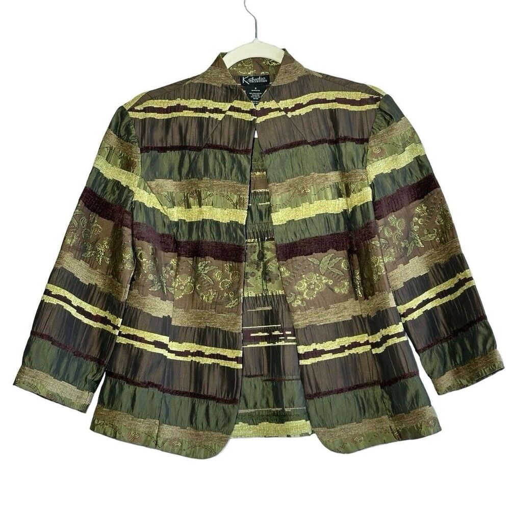 K STUDIO COLLECTION Boho Mixed Media Open Blazer Jacket Coat - Size 8
